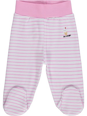 Civil Baby Çizgi Empirme 1-9 Ay Tek Alt Bebe - Beyaz
