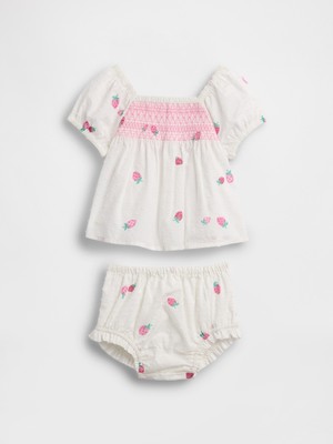 Gap Bebek Beyaz Smocked Strawberry Outfit Set