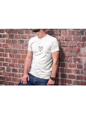 Tarz Yeri Erkek Kısa Kol Yazlık Tişört Bisiklet Yaka Baskılı Oversize T-Shirt - Beyaz