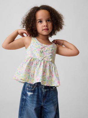 Gap Kız Bebek Çok Renkli Peplum Fiyonk Askılı Bluz