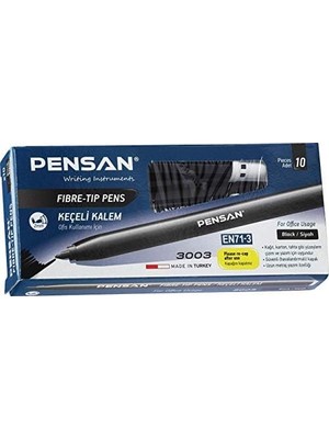 İlanib Ticaret 3003 Ofis Tipi Keçeli Kalem Siyah 10 Lu - PE3003KK10S