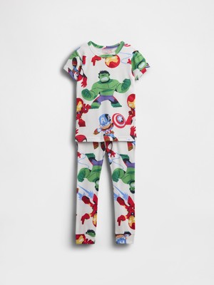 Gap Bebek Beyaz Marvel Organik Brushed Pamuk Pijama Takımı