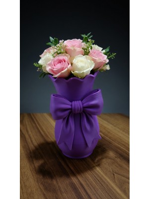 My Craft 3D MYCRAFT3D Dekoratif Fiyonk Detaylı Vazo, Hediyelik, Anneler Günü, Sevgililer Günü, Doğum Günü Hediyesi