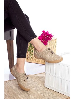 Konfores 2242 Anatomik Tabanlı Kadın Günlük Spor Babet Ayakkabı - NKT02242-BEJ-41