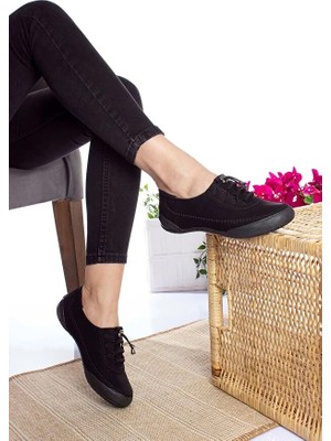 Konfores 2242 Anatomik Tabanlı Kadın Günlük Spor Babet Ayakkabı - NKT02242-SIYAH-42