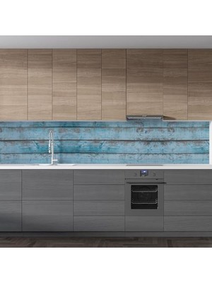 İlanib Ticaret Mutfak Tezgah Arası Folyo Kaplama Folyosu Kırık Mavi Ahşap Doku 60X300 cm