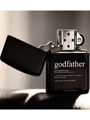 İlanib Ticaret Bk Godfather Tasarımlı Renkli Baskılı Siyah Benzinli Metal Çakmak
