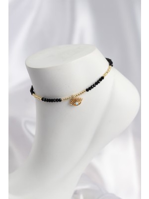 Store Mania Ieg™ Siyah Renk Boncuklu Nazarlı Göz Figürlü Halhal