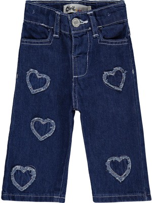 Civil Baby Kız Bebek Kalp Pachli 6-18 Ay Pantolon Kot - Mavi