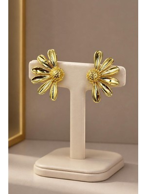 New Obsessions Altın Renk Çiçek Figürlü Küpe