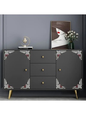 Feyza Design Şık Pleksi Aynalı Köşe Süsü, 4'lü Set, Yapışkanlı Dekoratif Parça