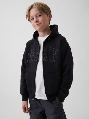 Gap Erkek Çocuk Siyah Relaxed Gap Logo Fermuarlı Sweatshirt