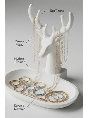My Craft 3D MYCRAFT3D Geyik Figürlü Takı Standı & Organizer Tabaklı Kolye Yüzük Düzenleyici Dekoratif Obje