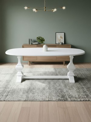 Gazzini Furniture Orleans Fransız Still Oval Ahşap Yemek Masası 90X180