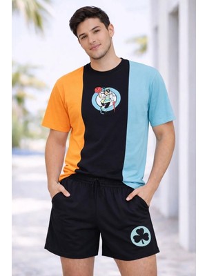 Tarz Yeri Erkek Nakışlı Tişört Şort Ikili Takım Oversize Yazlık Kombin - Çok Renkli