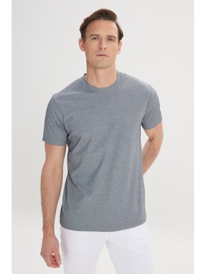 Altınyıldız Classics Erkek Mavi Slim Fit Dar Kesim Bisiklet Yaka Pamuklu Tişört