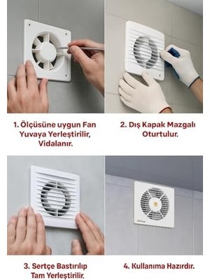 İlanib Ticaret Hiva Banyo ve Tuvalet Aspiratörü, 90 M³/h Debi, 33 Db Sessiz, 15 W Enerji, Ipx4 Su Sıçrama Korumalı, 230 V, 50 Hz, Duvar Tavan Uyumlu, Dekoratif, Beyaz Havalandırma Fanı (100 Mm)