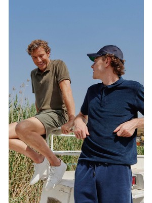 Altınyıldız Classics Slim Fit Dar Kesim Pamuklu Havlu Kumaş Polo Yaka Tişört