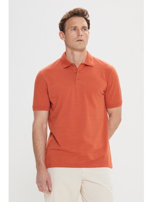 Altınyıldız Classics Erkek Kiremit Slim Fit Dar Kesim %100 Pamuk Jakarlı Polo Yaka Tişört