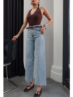 Esra Helvacı Kemerli Geniş Paça Jean