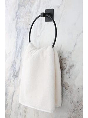 İlanib Ticaret Banyo Yapışkanlı Siyah Kare Yuvarlak Havluluk Havlu Askısı