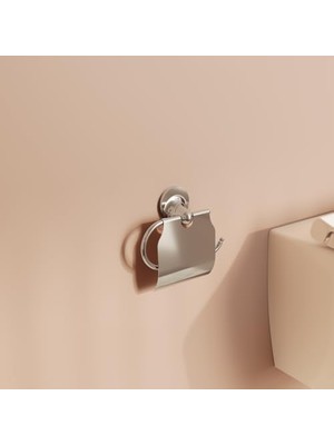 İlanib Ticaret A44945 Kapaklı Tuvalet Kağıtlığı, 10 x 10 x 10 Cm; 360 Gram, Krom