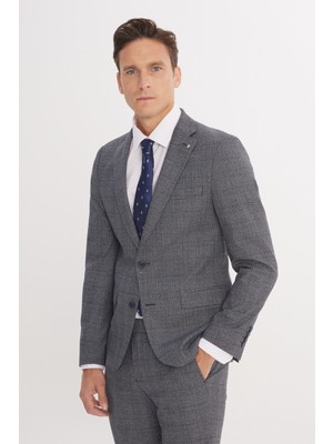 Altınyıldız Classics Ekstra Slim Fit Dar Kesim Mono Yaka Kareli Kapak Cepli Takım Elbise