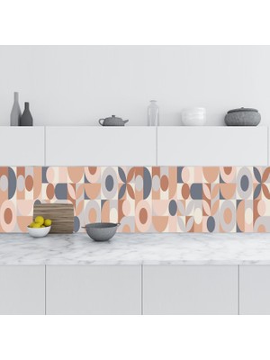 İlanib Ticaret Mutfak Tezgah Arası Folyo Kaplama Folyosu Kahve Geometrik Mozaik 60X500 cm