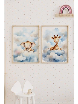 Tontilika Uyuyan Zebra 2’li Çocuk Odası Ahşap Çerçeveli Tablo Seti - Tatlı Dekor