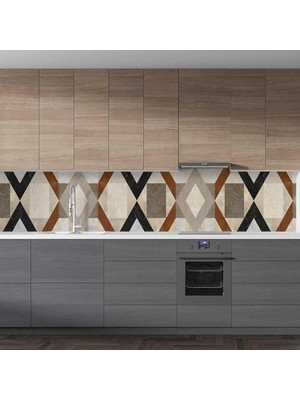 İlanib Ticaret Mutfak Tezgah Arası Folyo Kaplama Folyosu Geometrik Dekorasyon 60X100 cm