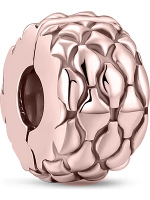Fubena Rose Desenli Ufak Klips Gümüş Charm