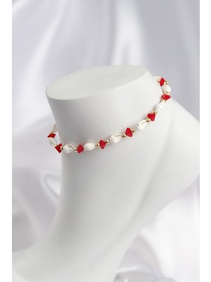 Store Mania Ieg™ Doğal Deniz Kabuğu Model ve Kırmızı Kristal Taş Model Halhal