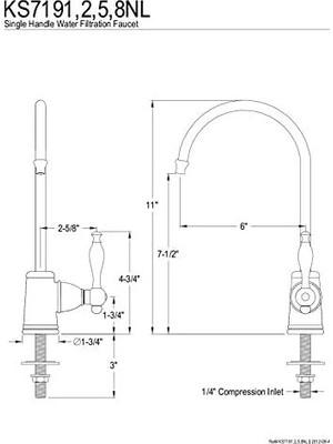 İlanib Ticaret Gourmetier KS7192NL Naples Tek Saplı Su Filtrasyon Bataryası, Cilalı Pirinç