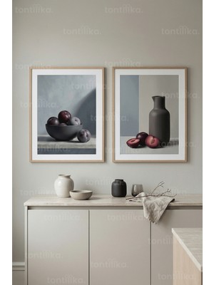 Tontilika Dingin Natürmortlar 2’li Ahşap Çerçeveli Tablo Seti