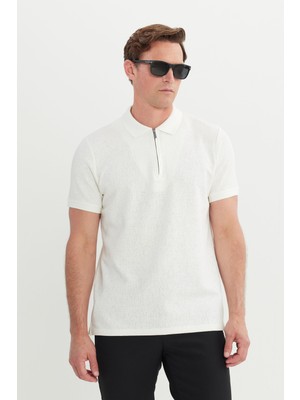 Altınyıldız Classics Pamuklu Slim Fit Dar Kesim Jakarlı Polo Yaka Esnek Tişört
