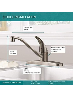 İlanib Ticaret Tek Saplı Mutfak Lavabo Bataryası, Paslanmaz P110LF-SS