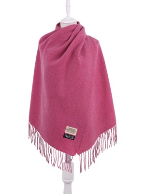 Bursa İpek Fuşya Krem Çift Taraflı Kışlık Şal