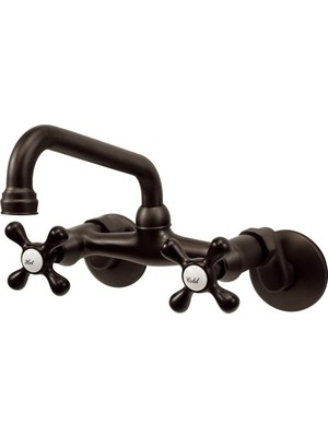 İlanib Ticaret KS213ORB Victoria Iki Saplı Duvara Monte Mutfak Bataryası, 7 Inç, Yağ Ovuşturdu Bronz