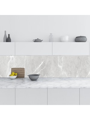 İlanib Ticaret Mutfak Tezgah Arası Folyo Kaplama Folyosu Gri Mermer Taş Desen 60X500 cm