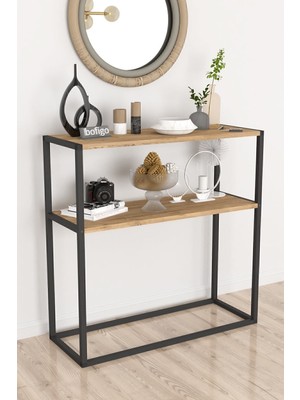 Feyza Design Modern Metal Ayaklı Dekoratif Konsol ve Raflı Dresuar Takımı