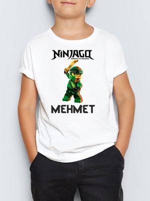 Morinna Isme Özel Ninjago Temalı Baskılı Unisex Çocuk Tişört T-Shirt 4-13 Yaş Mr-08