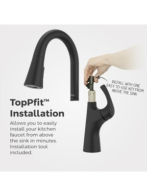 İlanib Ticaret Talega Mutfak Bataryası Aşağı Çekmeli Püskürtücü, Tek Saplı, Yüksek Ark, Mat Siyah Kaplama, F5297TEB