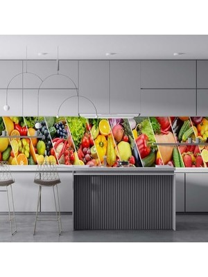 İlanib Ticaret Mutfak Tezgah Arası Folyo Kaplama Folyosu Meyve Sebzeler 60X100 cm