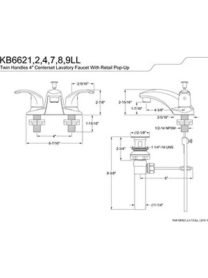 İlanib Ticaret KB6628LL 4 Inç Lavabo Bataryası Açılır ve Fırçalanmış Nikel