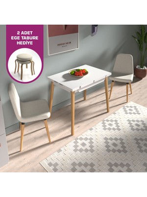 Vilinze Tosya Sandalye Avanos Ahşap Mdf Mutfak Masası Takımı - 90X120 cm