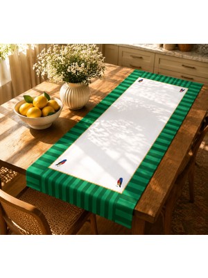 Karam Home 40X140 cm Dokuma Kumaş Yeşil Pip Love Runner