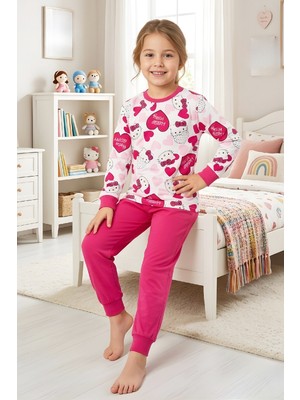 Modanino Kız Çocuk %100 Pamuk Pijama Takımı 4-11 Yaş 12628