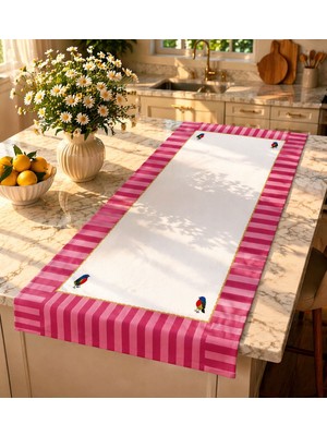 Karam Home 40X140 cm Dokuma Kumaş Pembe Pip Love Runner