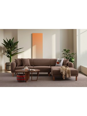 Kayalar Sofa AK SOFA Stella Sağ Köşe Koltuk Takımı Kahverengi