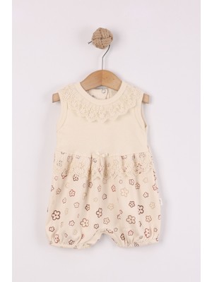 Joy Kids Kız Bebek %100 Pamuk Müslin Tulum (0-9AY) (Krem)